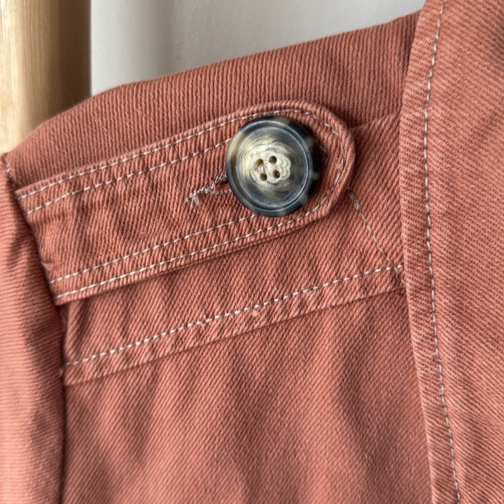 Free People Eisenhower Slouchy Boho Denim Button Up Fall Jacket Terracotta S - Picture 11 of 12